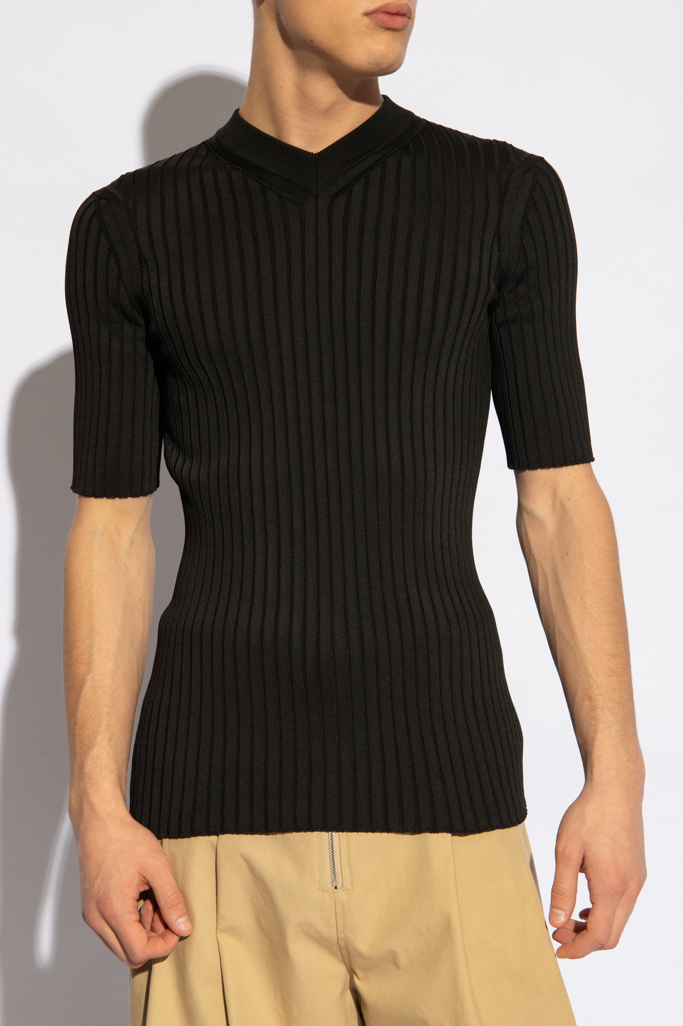 Tシャツ・カットソー Jil Sander Black T-Shirt With Ribbed Neckline JIL SANDER Ribbed T-shirt | Men's Clothing | Vitkac